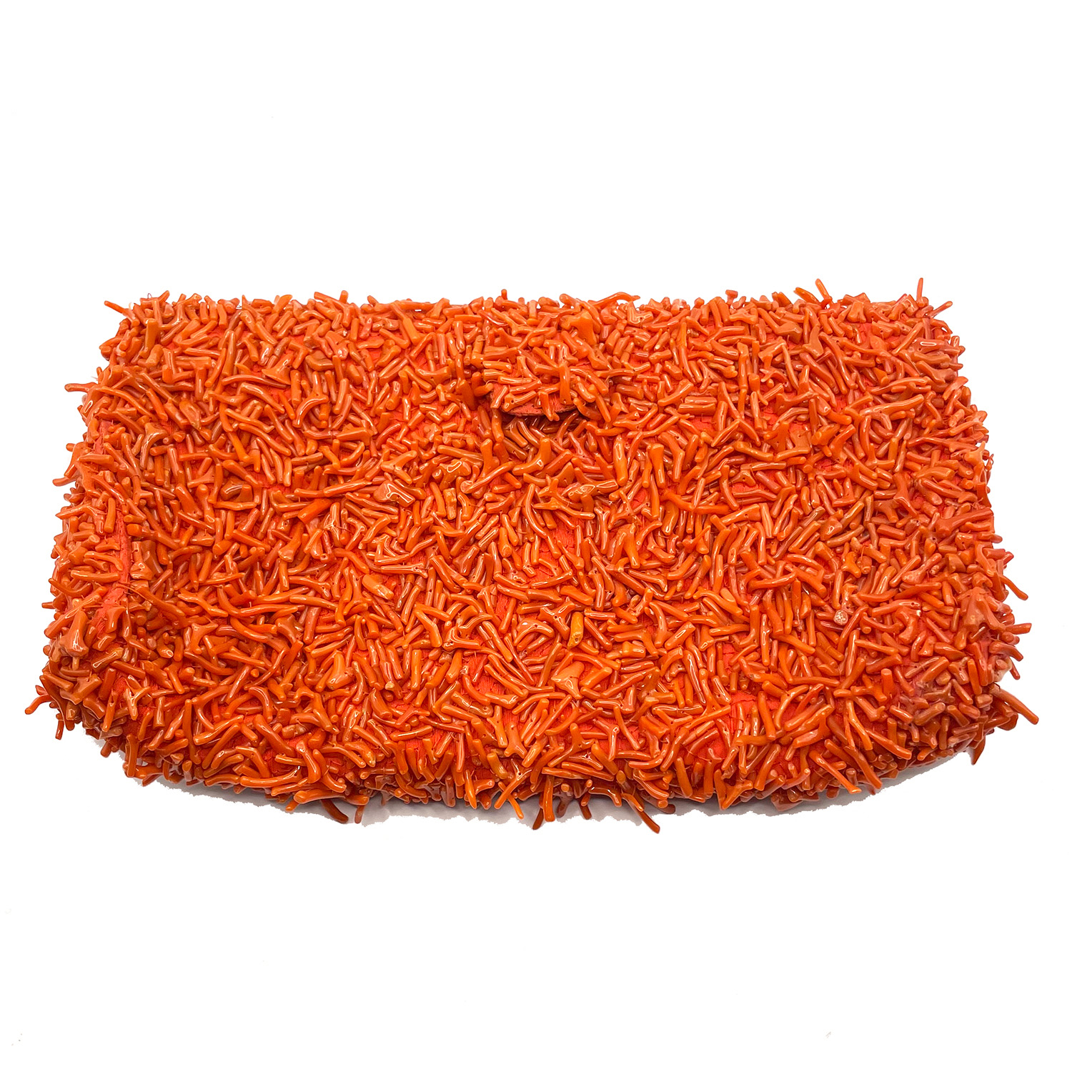 Nettie Rosenstein branch coral clutch purse