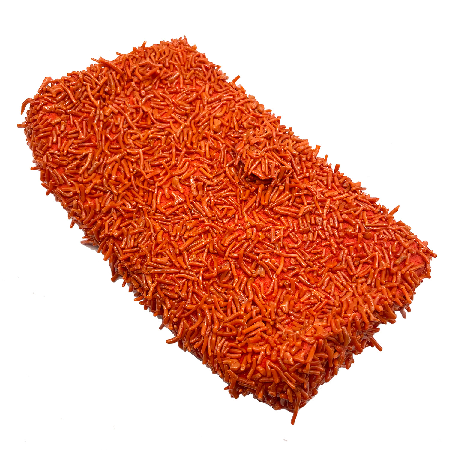 Nettie Rosenstein branch coral clutch purse