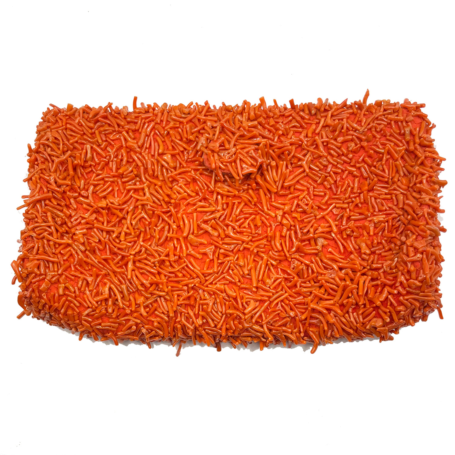 Nettie Rosenstein branch coral clutch purse