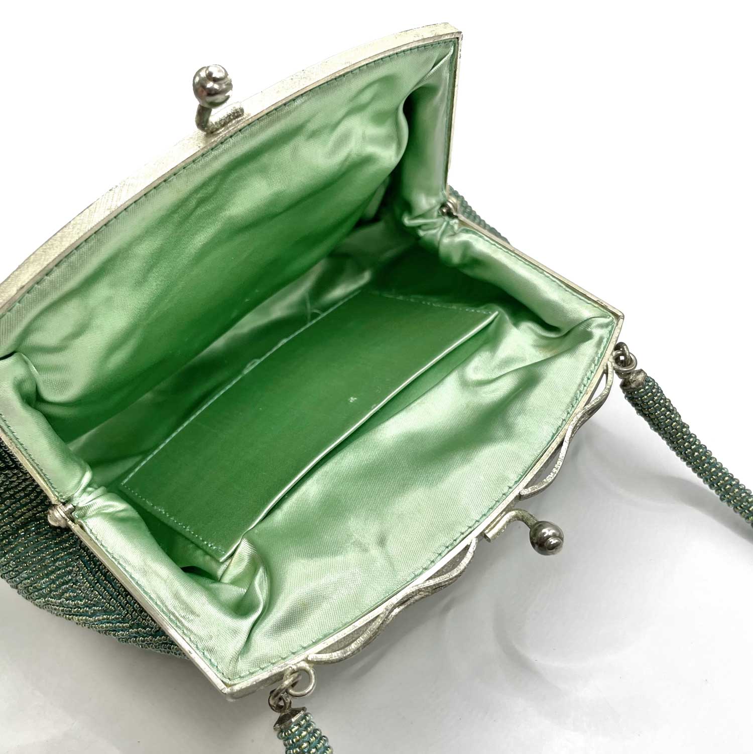 Lotus flower green beaded purse