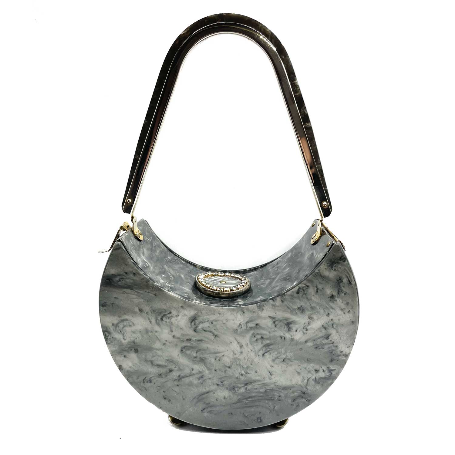 1950s Silver Lucite box purse