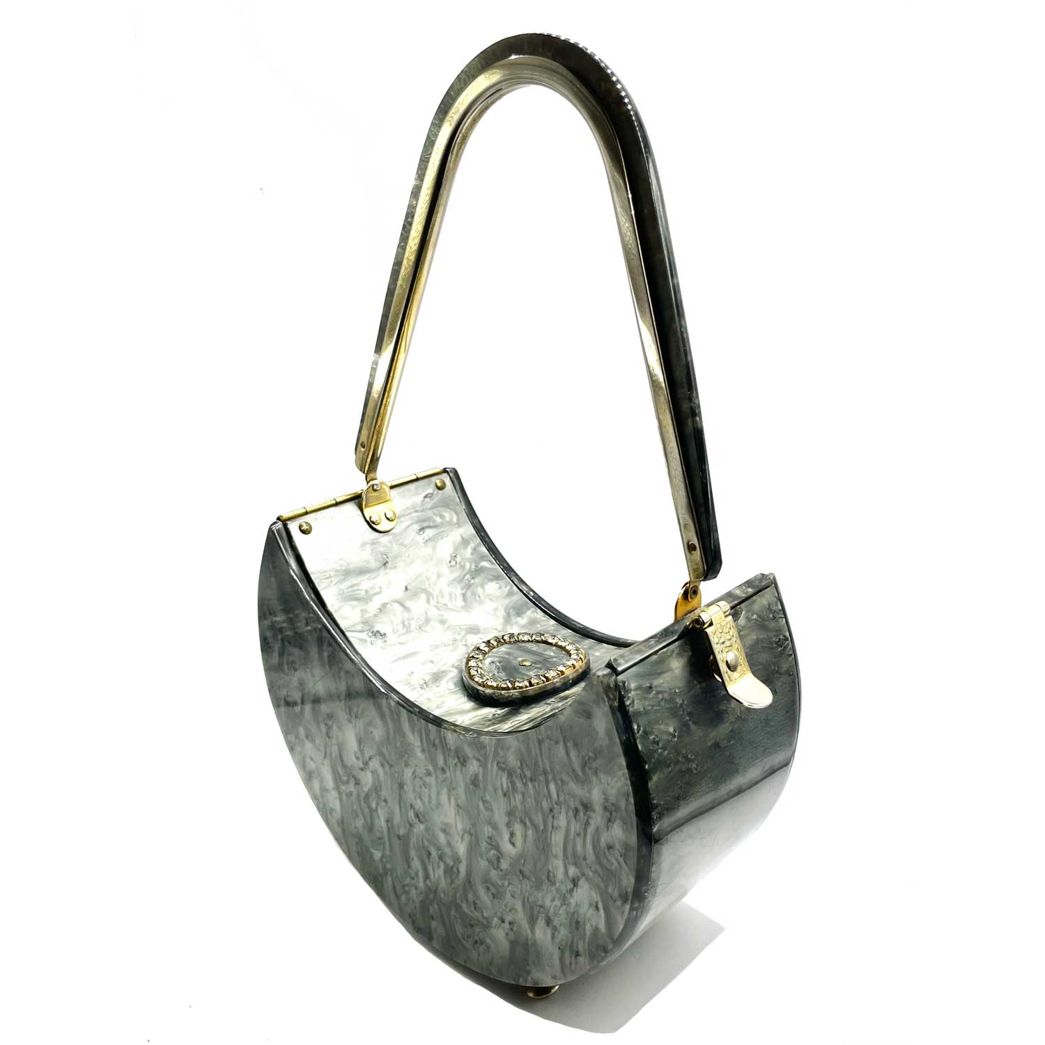 1950s Silver Lucite Box Purse