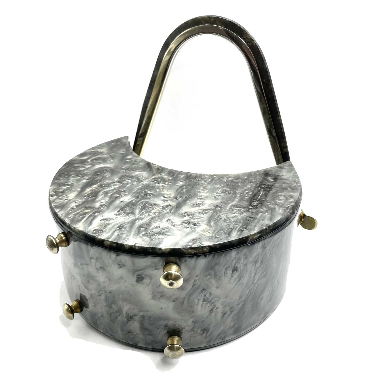 1950s Silver Lucite Box Purse