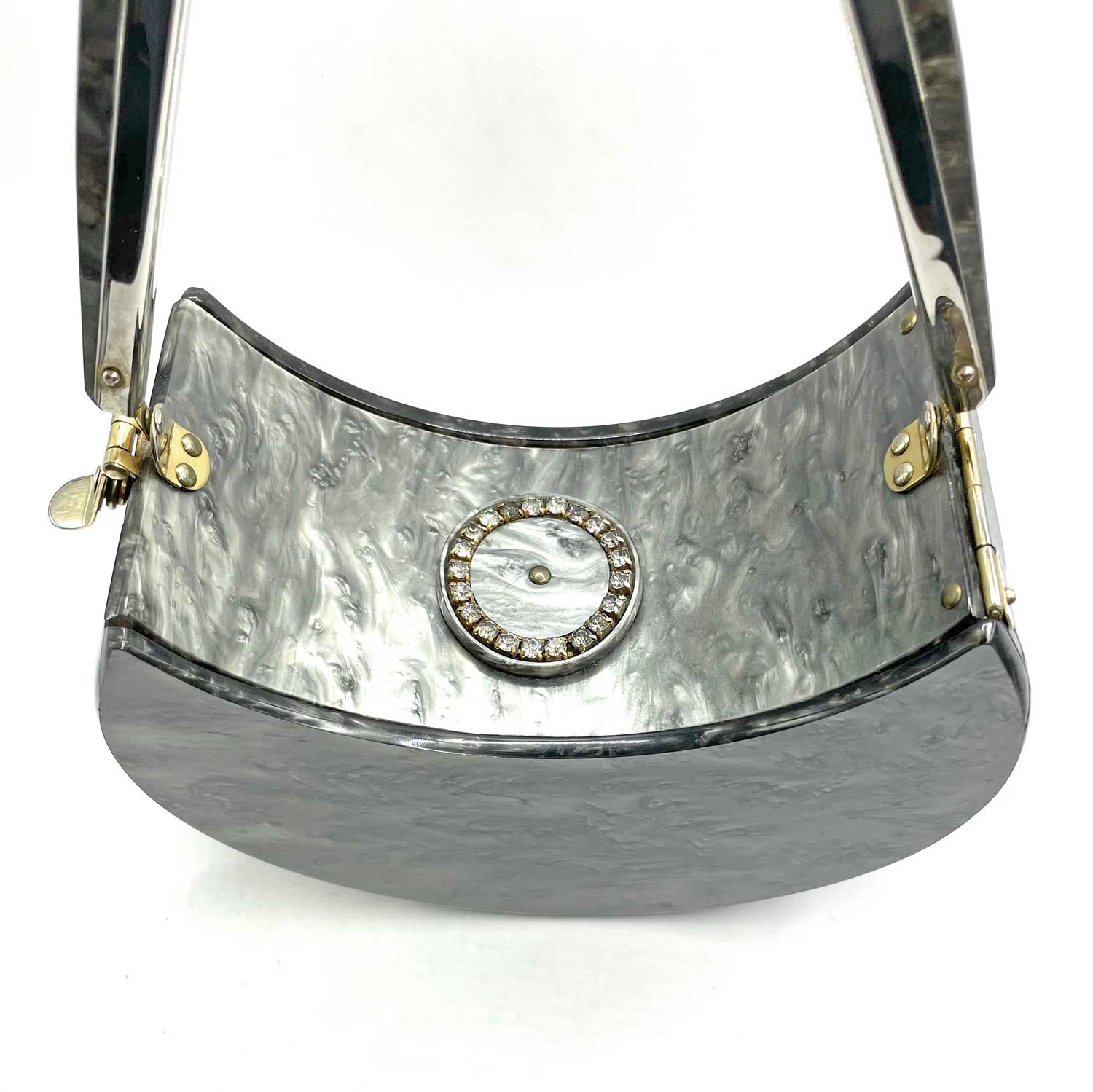 1950s Silver Lucite Box Purse