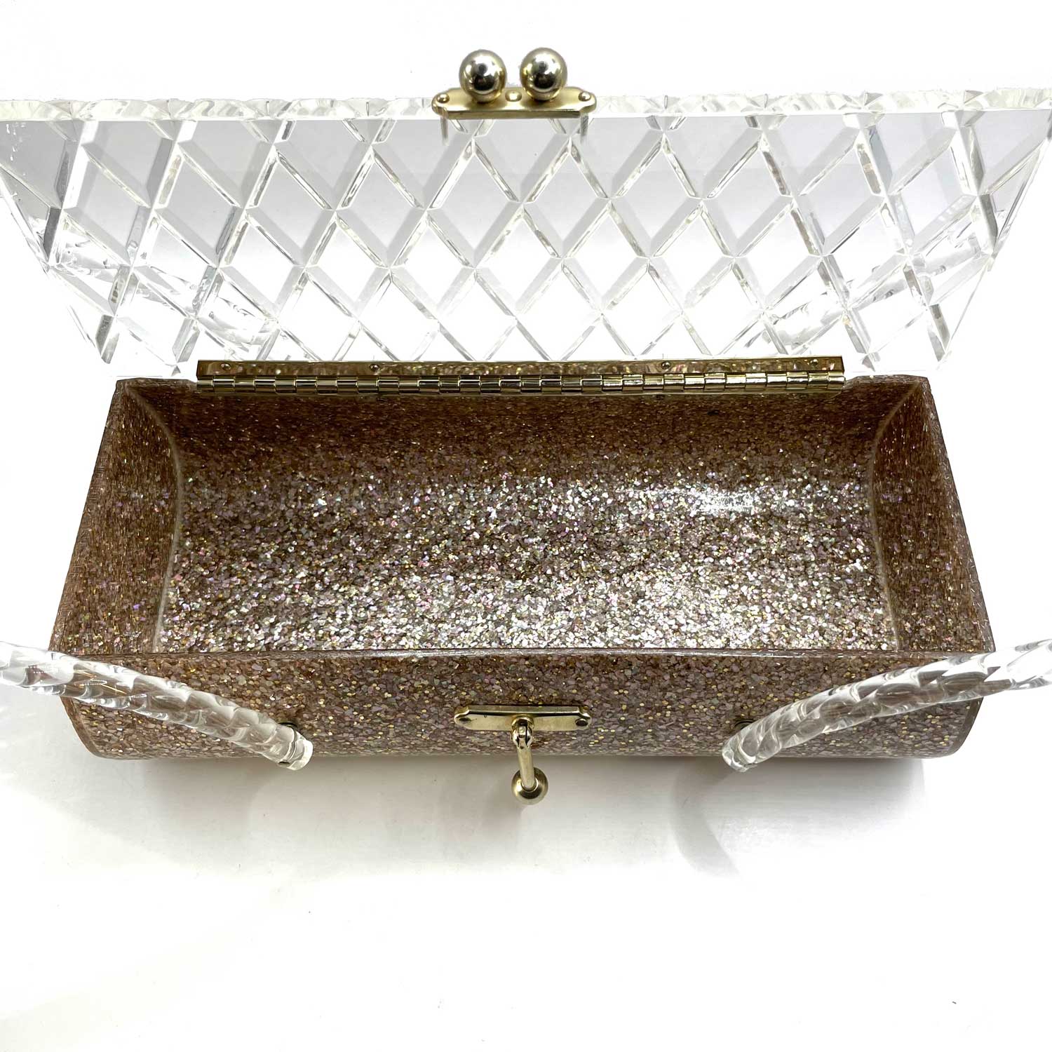 1950s Florida Handbags Confetti Lucite Box Purse