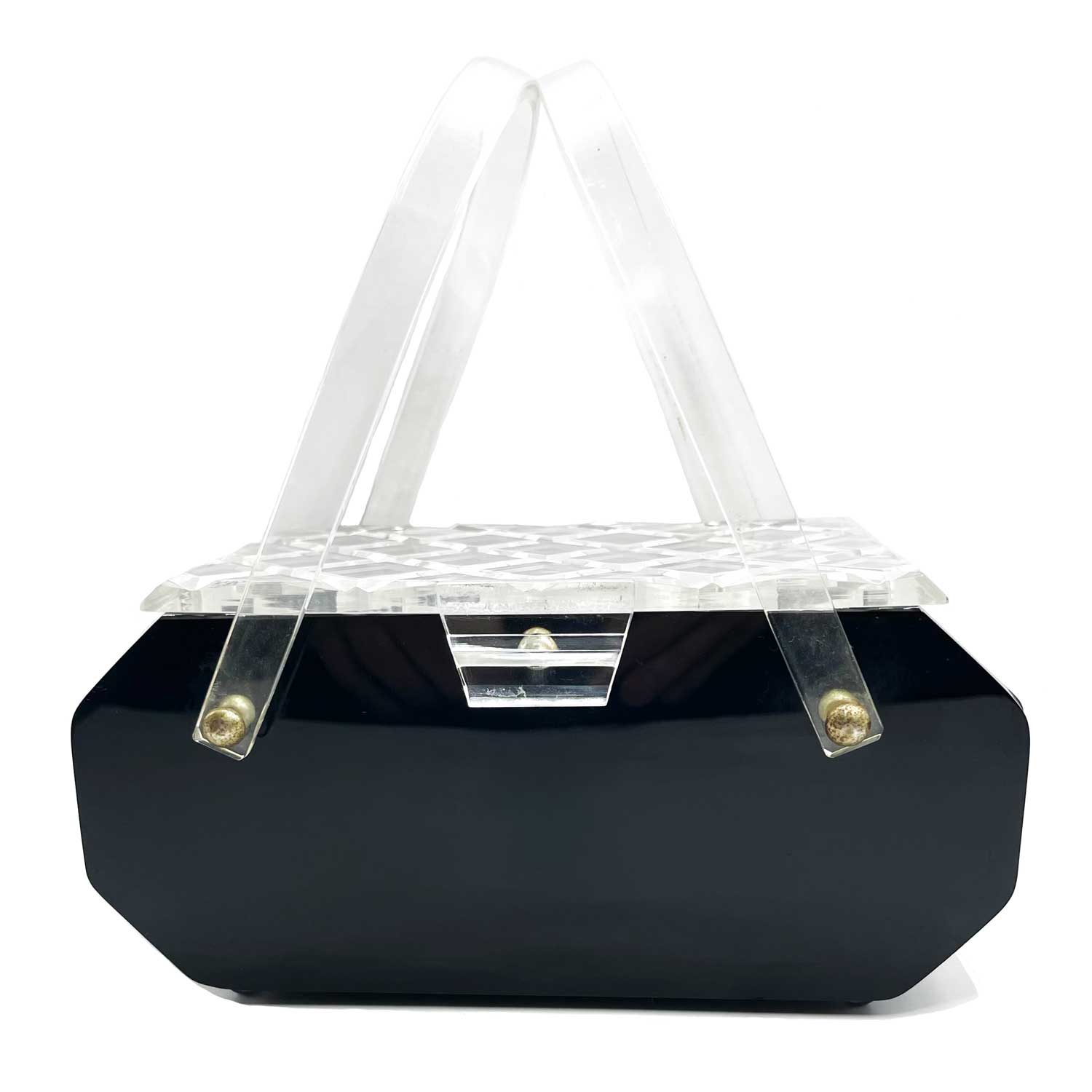 1950s black lucite box purse
