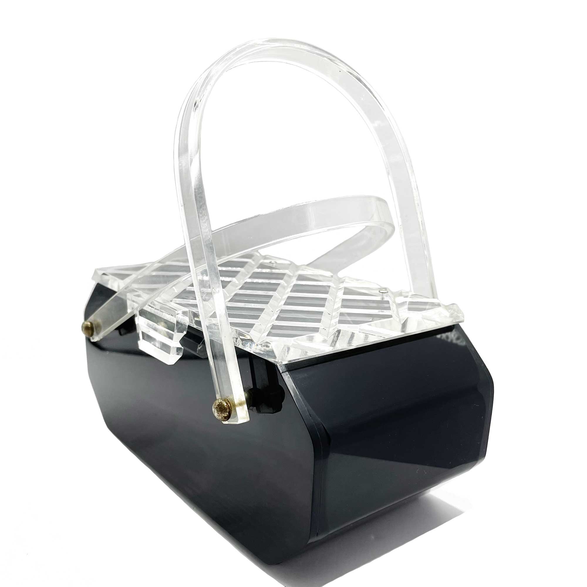 1950s black lucite box purse