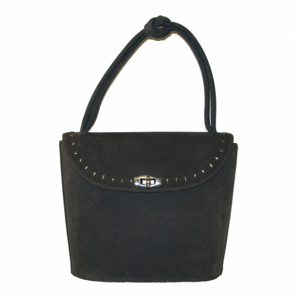 1940's grey suede handbag