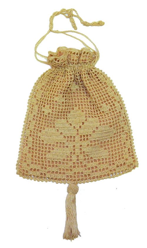 Antique crochet reticule handbag