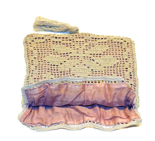 Antique crochet reticule handbag