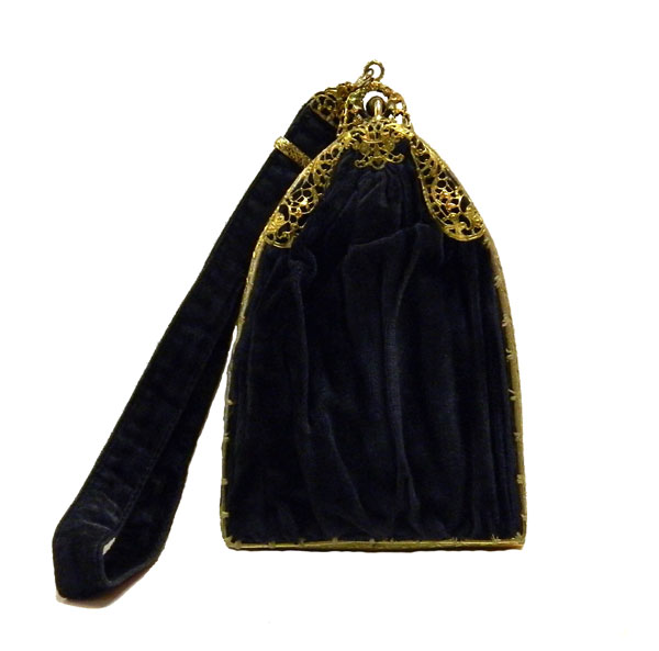 Vintage 1930's grey velvet handbag