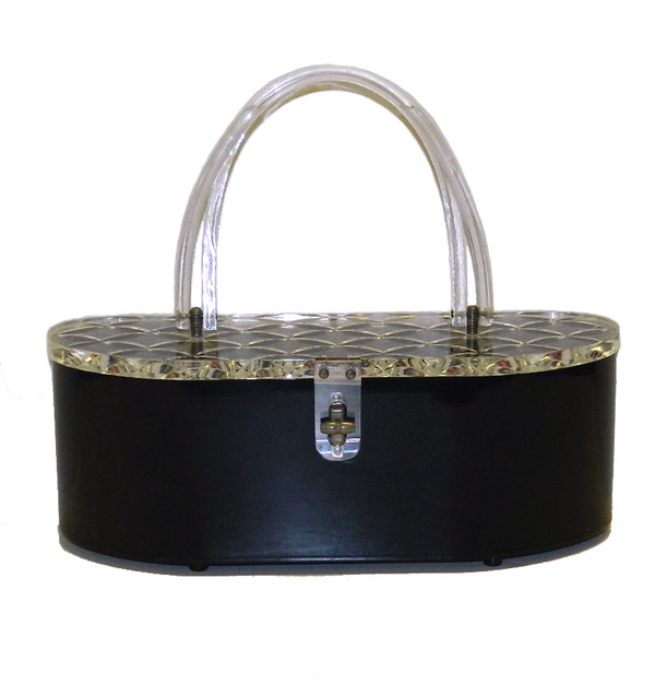 Vintage 1950's black lucite handbag