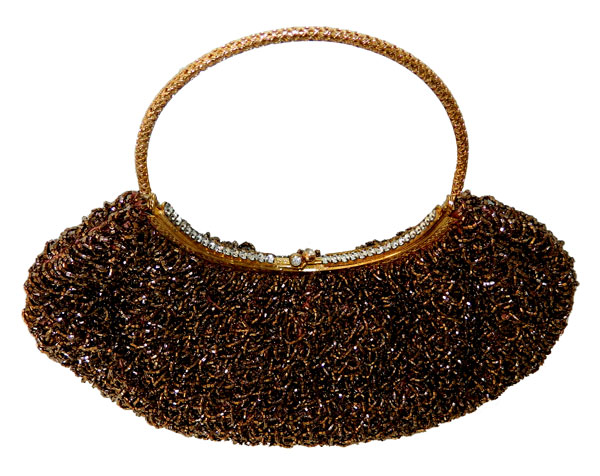 1950's gold and brown handbag