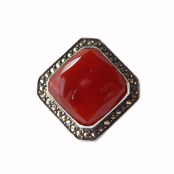 Sterling art deco carnelian ring