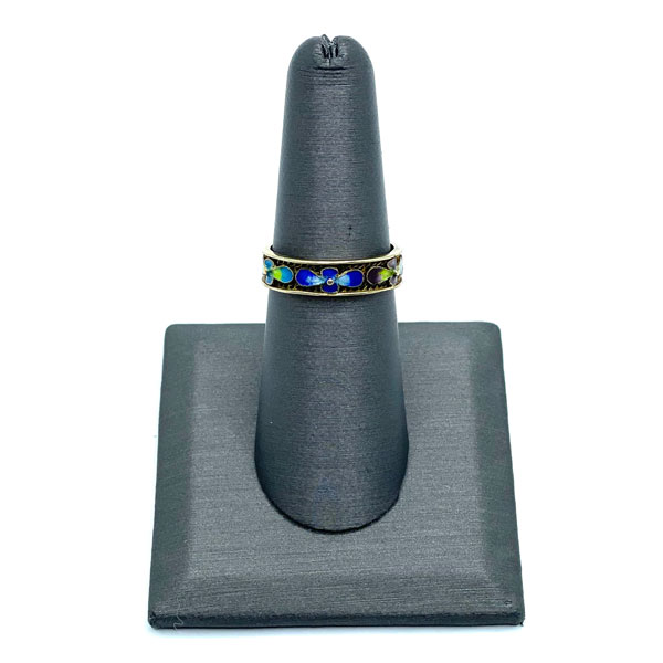 Chinese export enameled silver ring