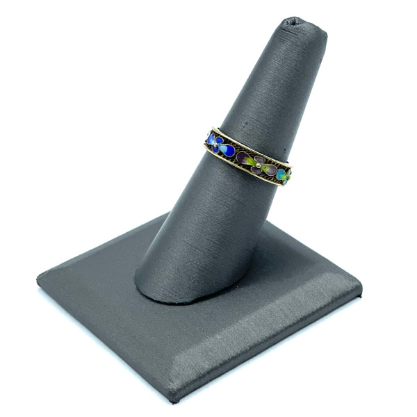 Chinese export enameled silver ring