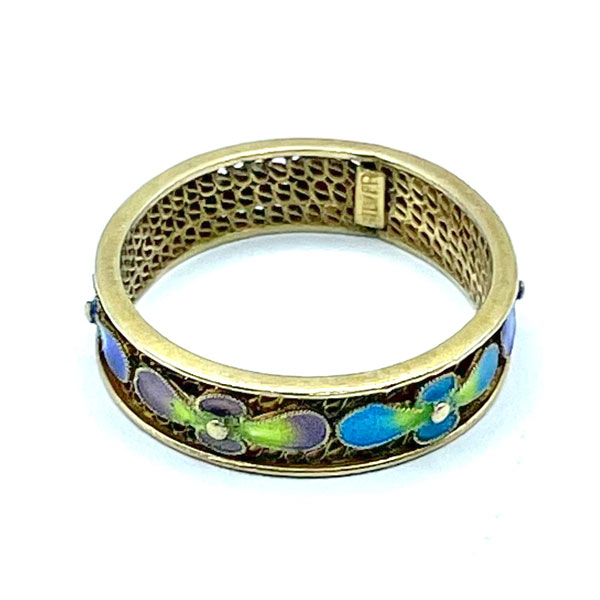 Chinese export enameled silver ring