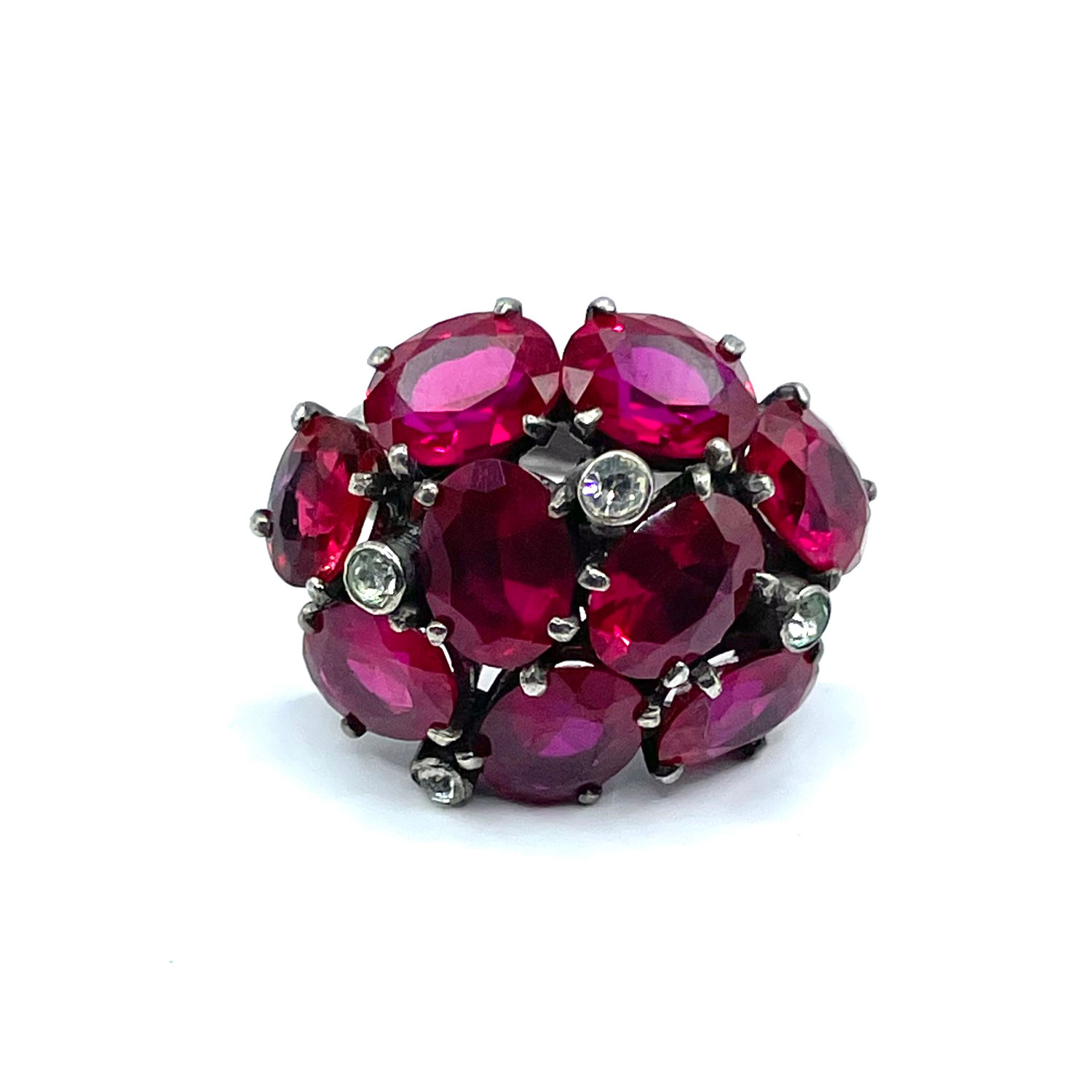 French Sterling Silver Ruby Ring