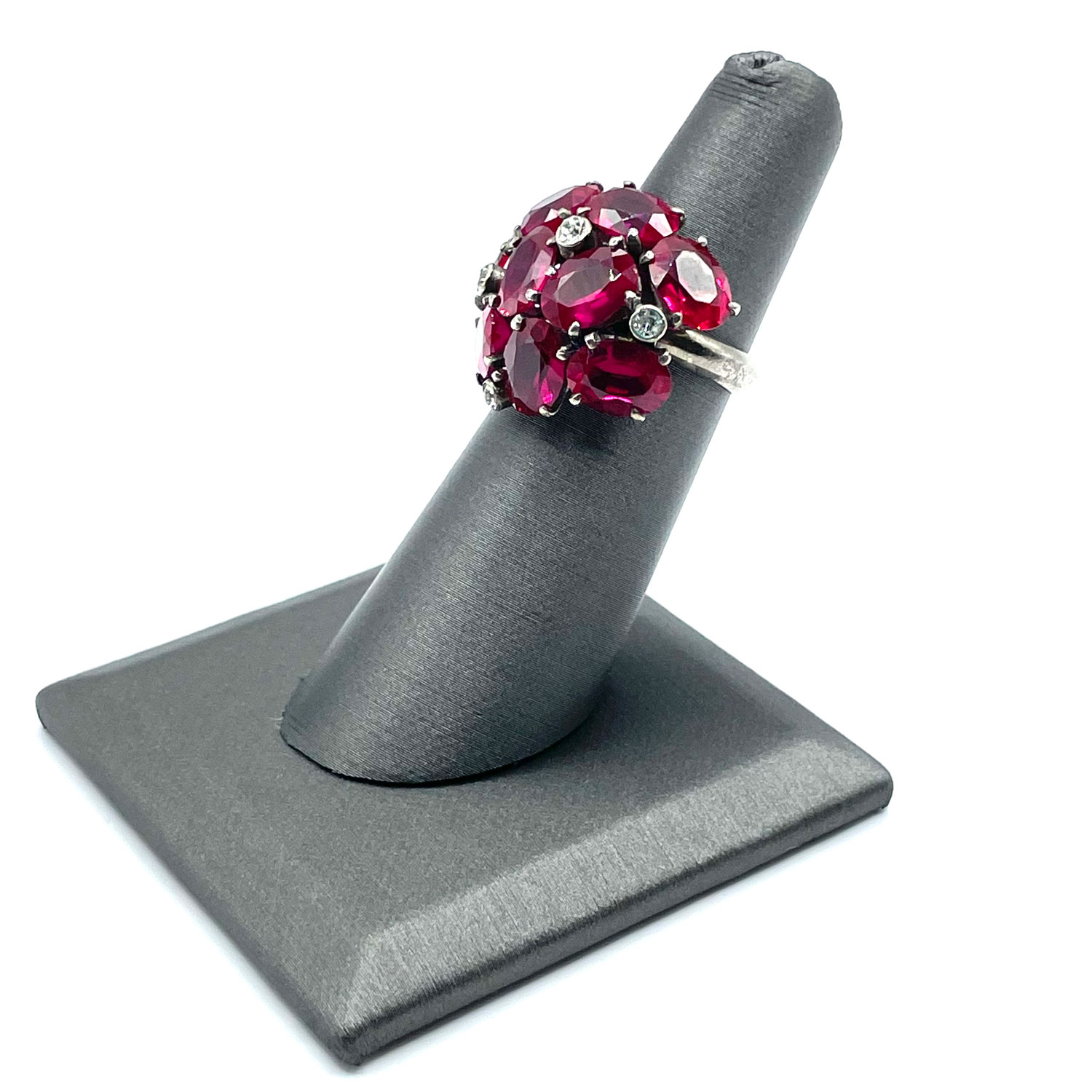 French Sterling Silver Ruby Ring