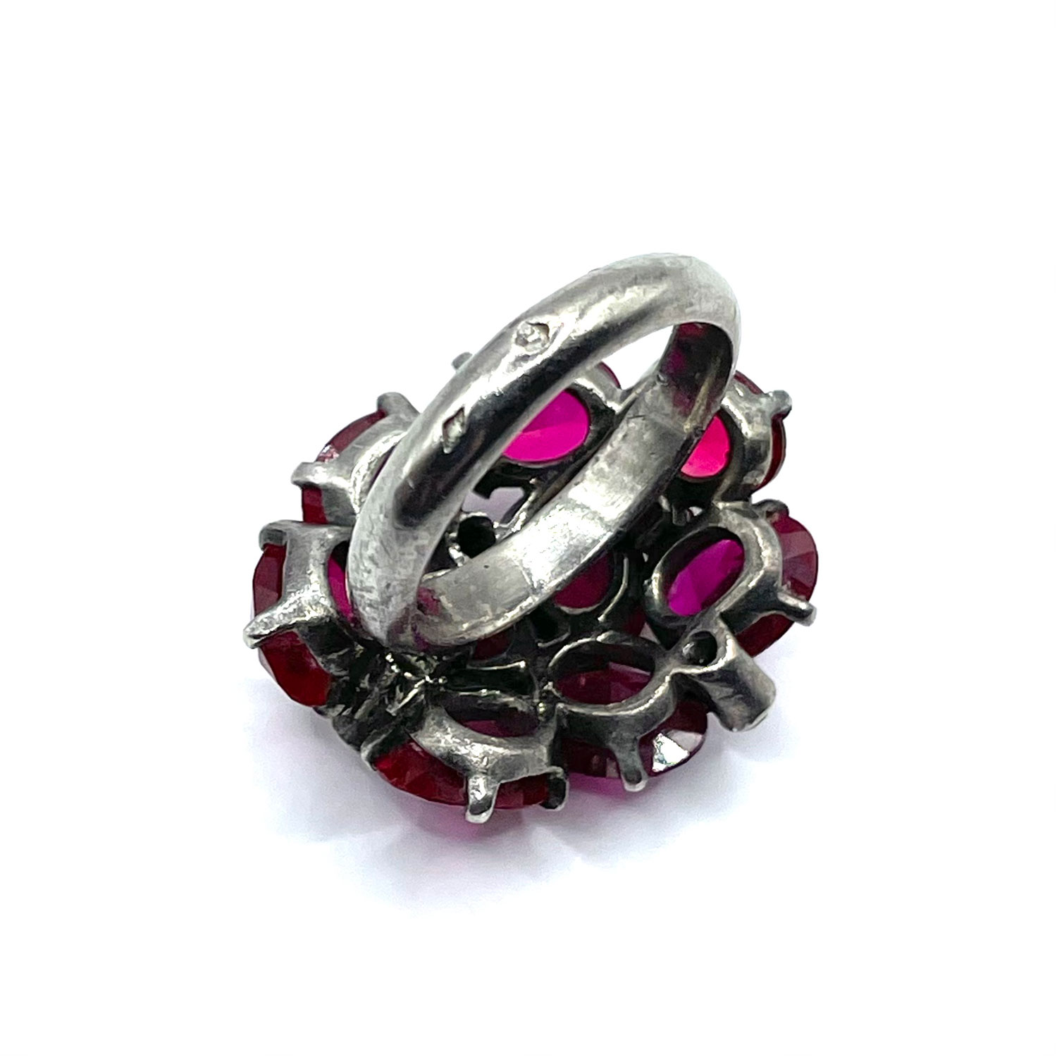 French Sterling Silver Ruby Ring