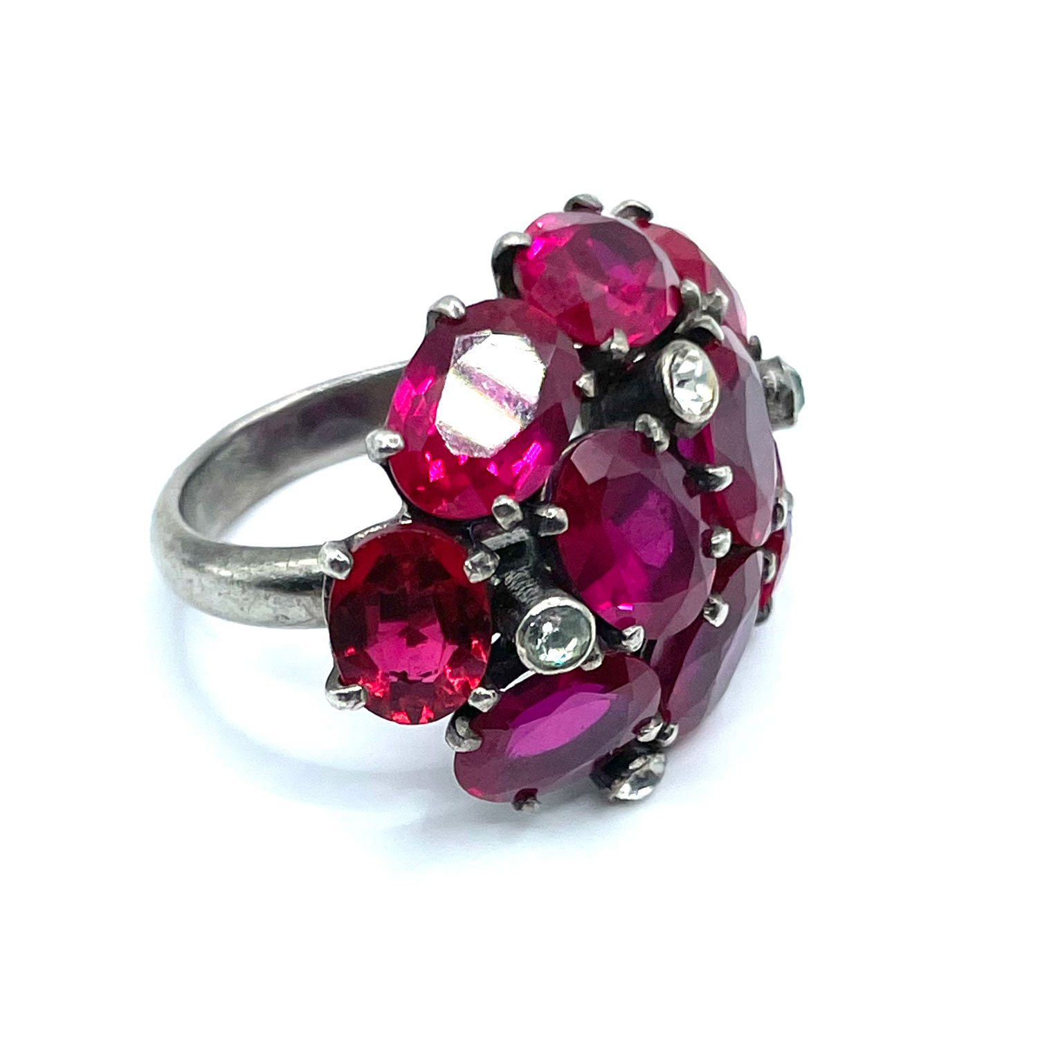French Sterling Silver Ruby Ring