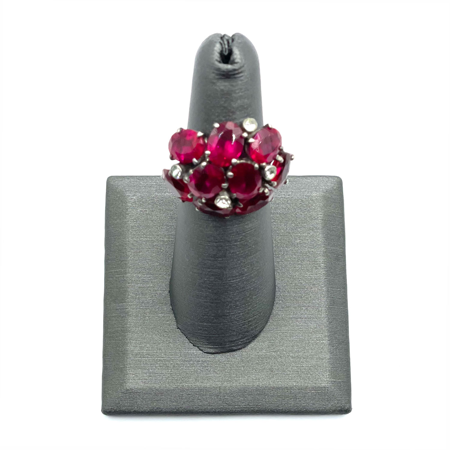 French Sterling Silver Ruby Ring