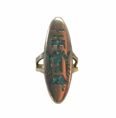 Vintage sterling silver turquoise tribal ring