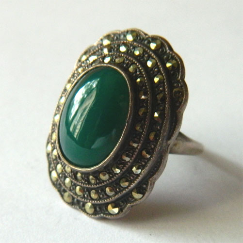 Art deco chrysophrase ring