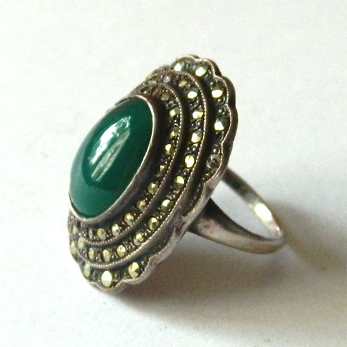 Art deco chrysophrase ring