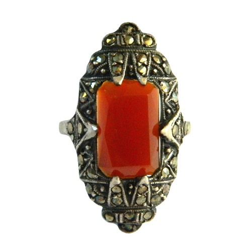 Art deco sterling carnelian ring