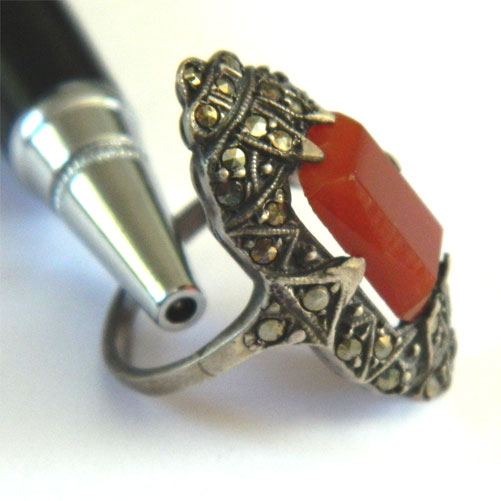 Art deco sterling carnelian ring