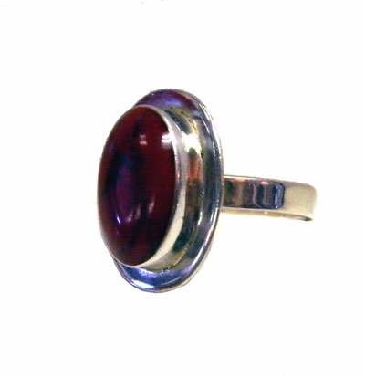 Sterling silver and red jasper ring