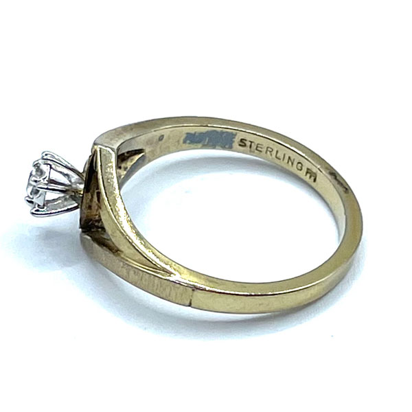 Gold plated sterling silver solitaire ring