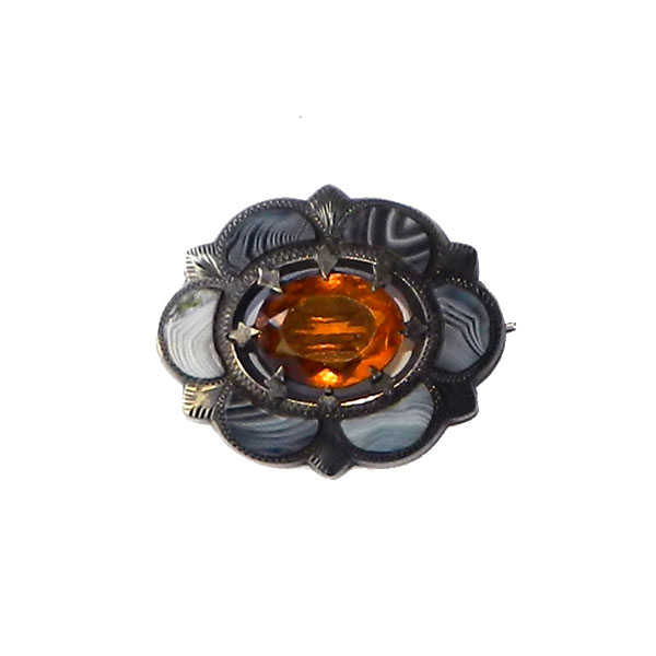 Antique Scottish agate brooch