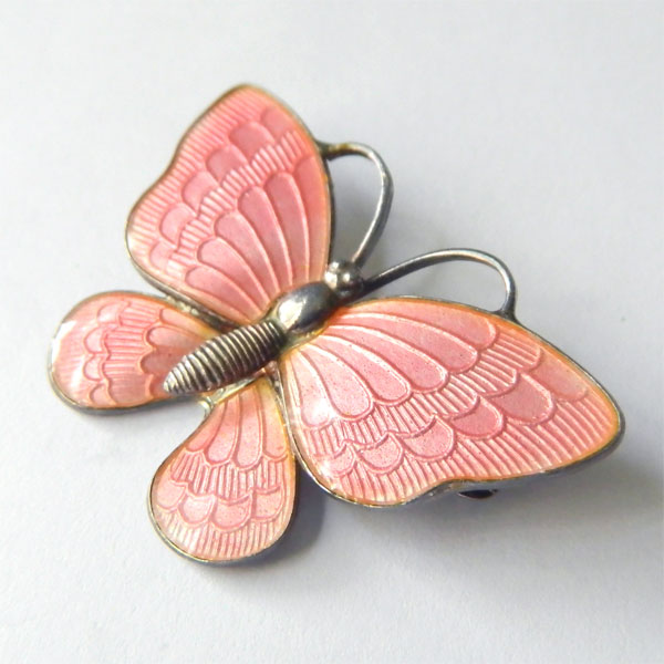 Danish silver enameled butterfly brooch