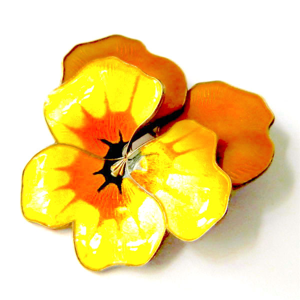 David Andersen silver pansy brooch