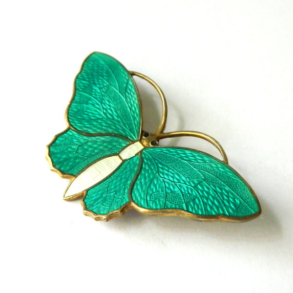 Sterling silver enameled brooch