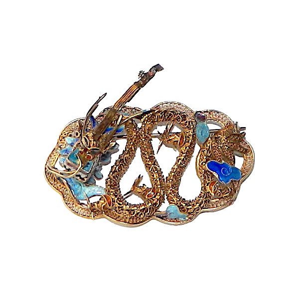Chinese silver dragon brooch