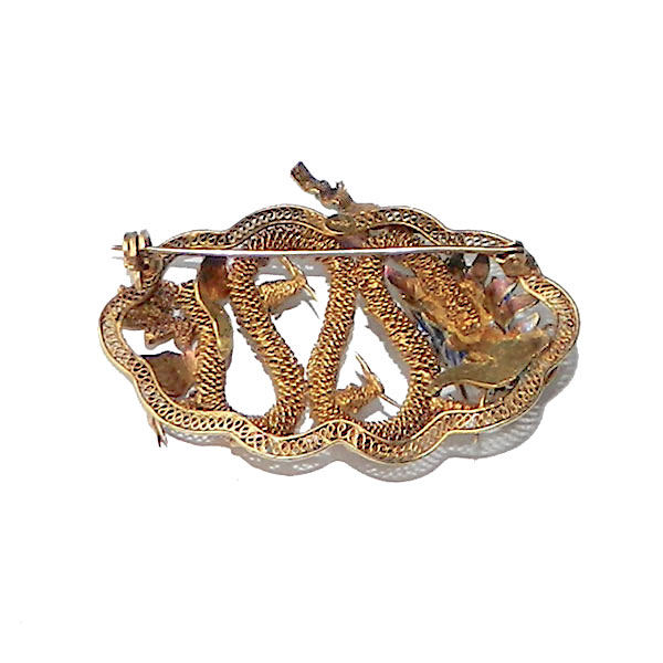 Chinese silver dragon brooch