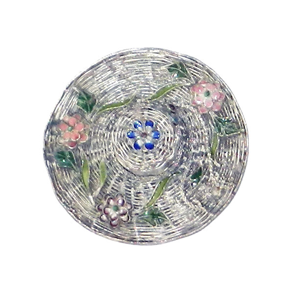 Enameled floral hat brooch