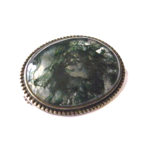 moss agate brooch