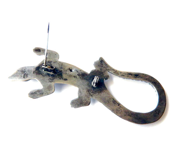 Mexican silver gecko brooch