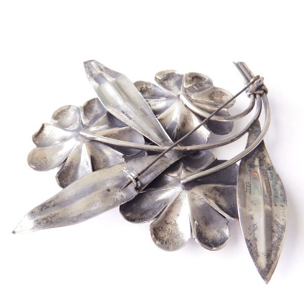 sterling silver floral brooch