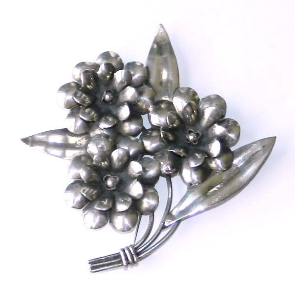 sterling silver floral brooch