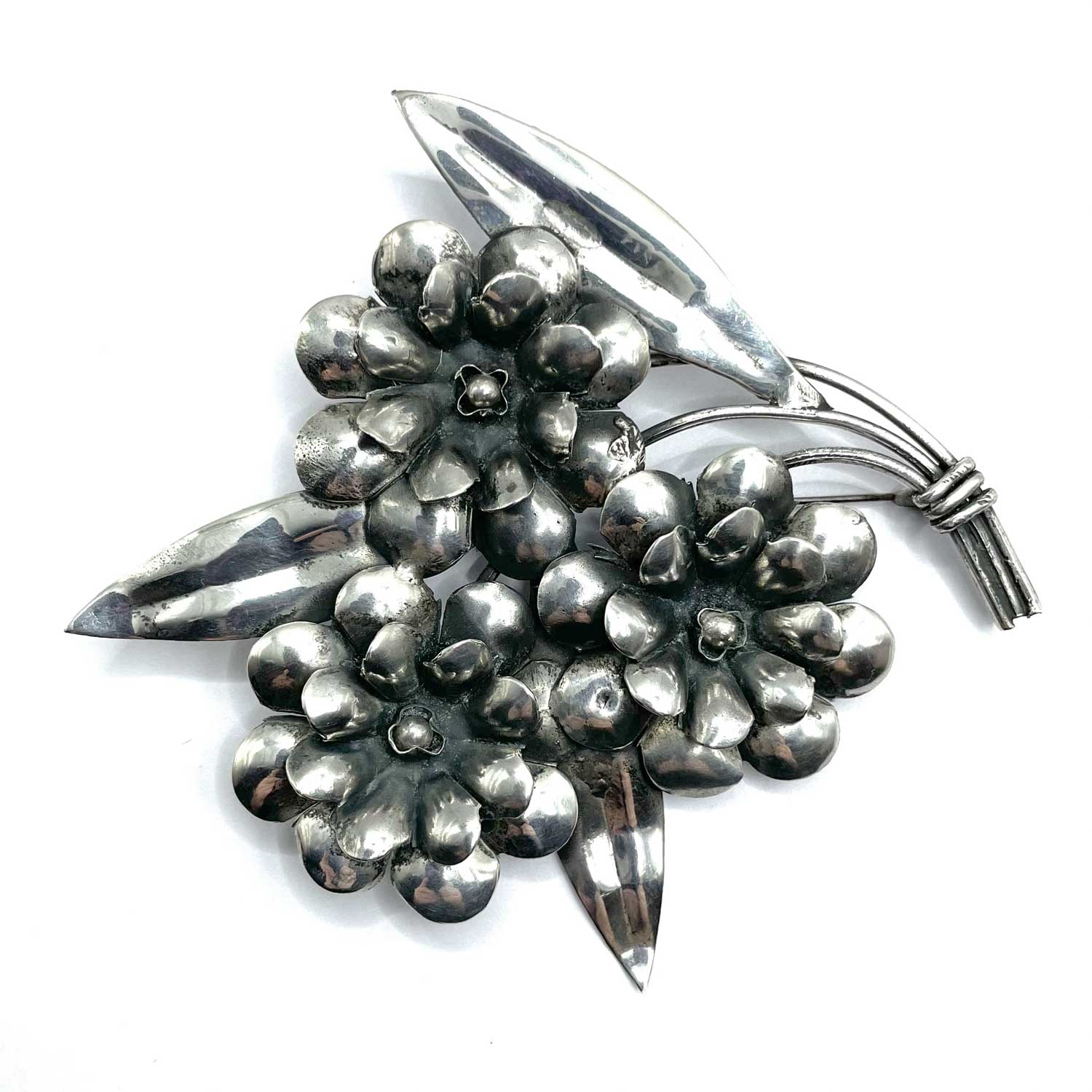 sterling silver floral brooch