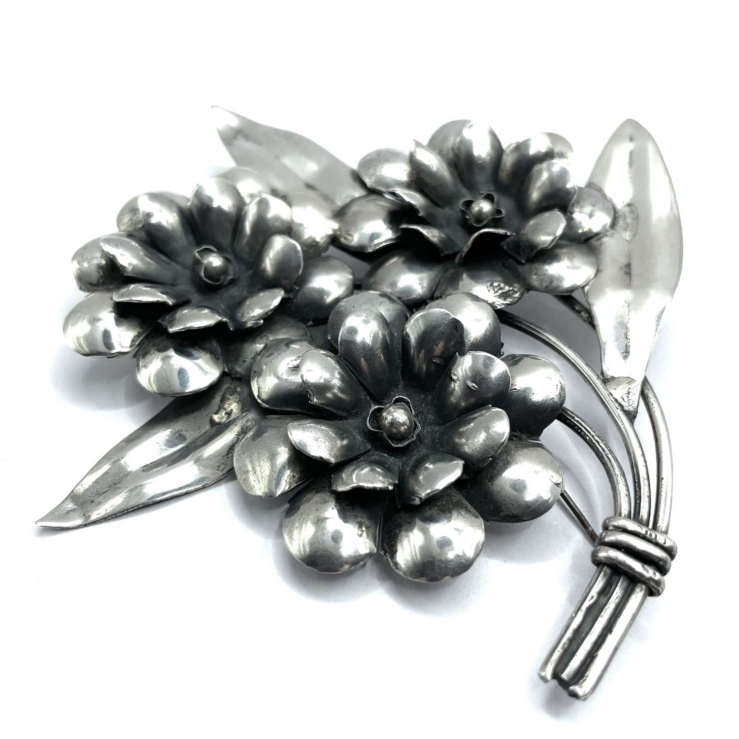 sterling silver floral brooch