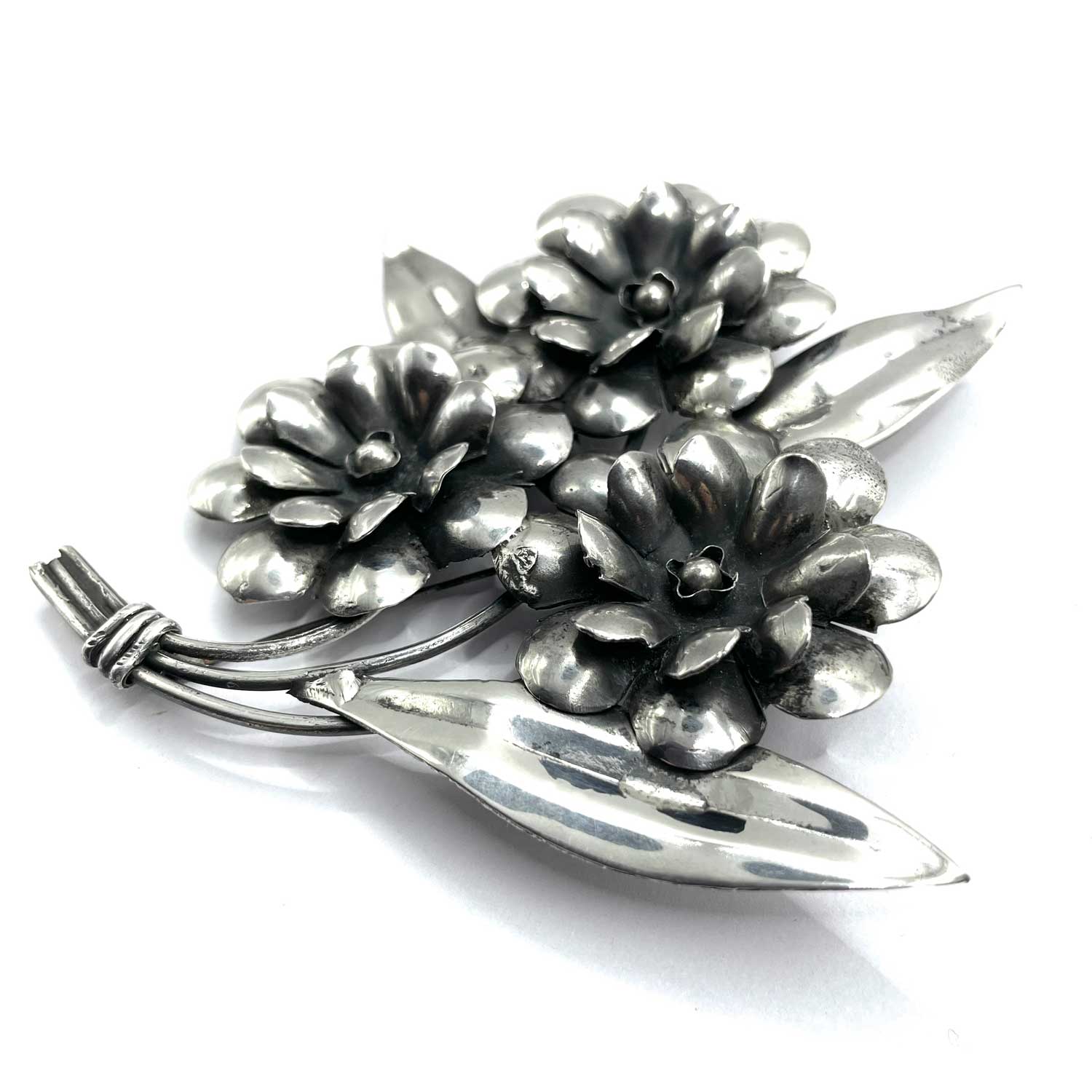 sterling silver floral brooch