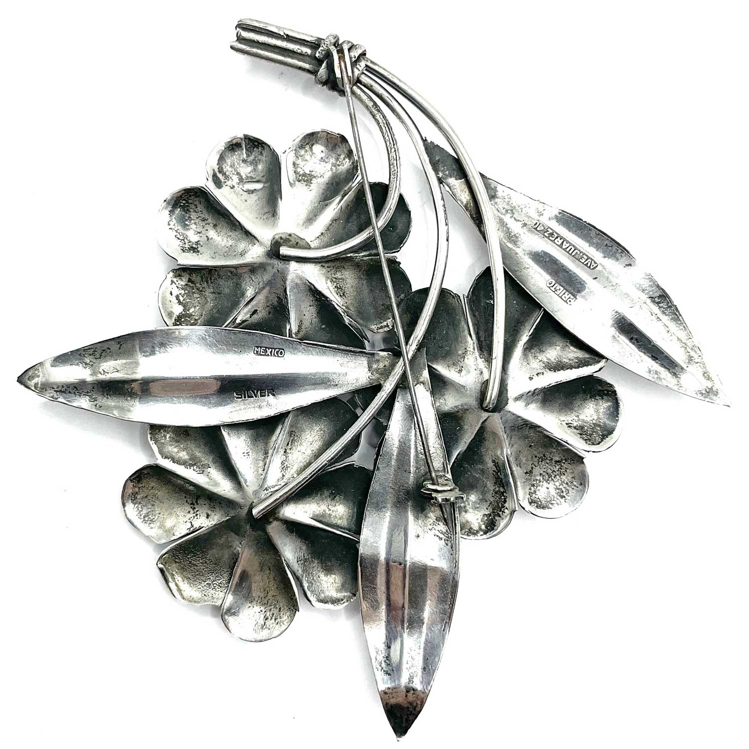sterling silver floral brooch