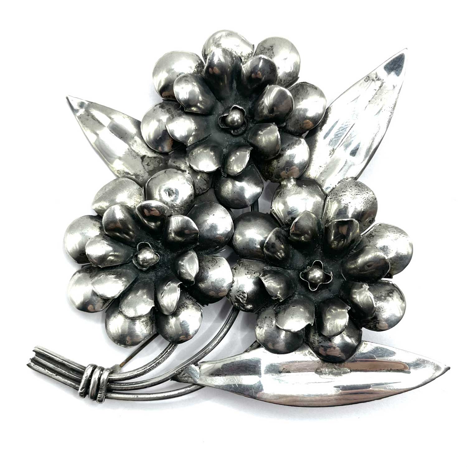 sterling silver floral brooch