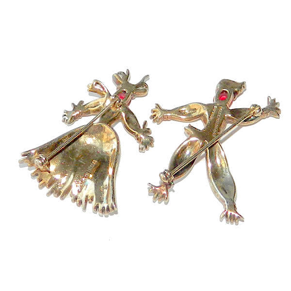 1940s Trifari rag doll brooch set